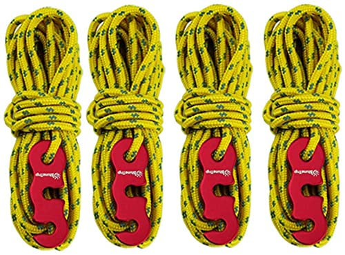 LATRAT 4 Stück 4m Abspannseile Camping Zeltschnur Leuchtend 3mm Abspannleine Reflektierende Abspannseile mit Seilspanner Nylon Zelt Führungsseil Zeltleine Zeltseil Spannsei für Zelt Camping Wandern