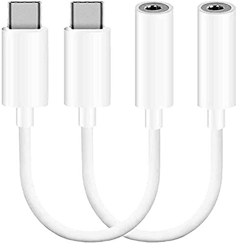 [2 PACK] USB C to 3.5mm Headphone Jack Adapter, Type C to Aux Earphone Cable, Type C Aux Audio Dongle Converter for iPad Pro 11 12.9 2018/2020/Google Pixel/Samsung/Huawei/Mi/Motorola