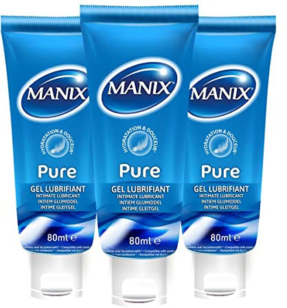 Manix - Lot de 3 Gel Lubrifiant Intime Pure à Base d'eau - 80ml