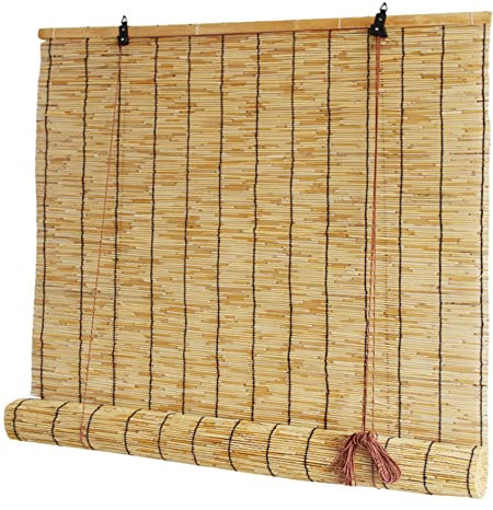 Aussenrollos Wetterfest,Senkrechtmarkise Außen,Sonnenschutzrollo Senkrecht Außenrollo,Natural Schilf Vorhang Outdoor-vorhänge,Außenjalousien für Fenster Terrasse Balkon Beschattung