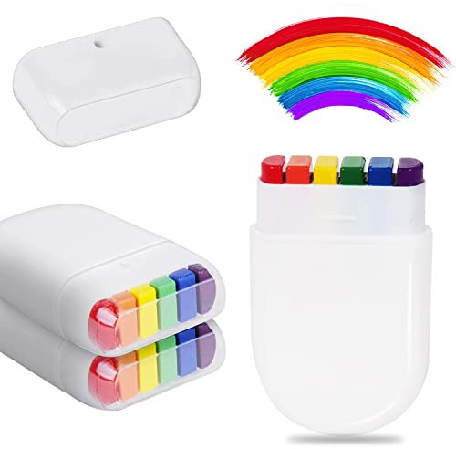 Rainbow Face Paint, 2Pcs Rainbow Fan Brush Face Paint Rainbow Face Paint Stick Rainbow Flag Face & Body Paints for Gay Lesbian Celebrations Parade, Cosplay, Party, Halloween Makeup