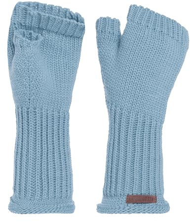KNIT FACTORY - Cleo Handstulpen - Fingerlose Handschuhe - Gestrickte Handschuhe für Winter - Damen Handstulpen aus Wolle - Hochwertige Qualität - Celeste