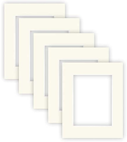 nielsen Conservation Passepartout Karton 1,5 mm | 5er Set | Außenformat 24x30 cm für Bildformat 15x20 cm | Elfenbeinweiß (creme weiß) | glatte Oberfläche