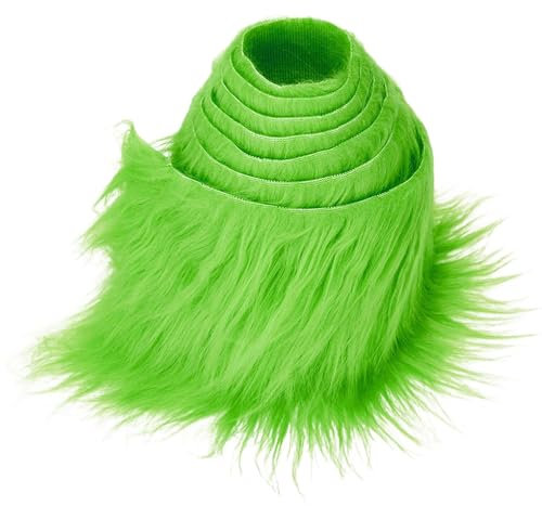 Kunstfell Band Kunstpelz Fellstoff, MUSLONG zotteligen Pelz Stoff Schnitte flauschige Pelz Patches ideal zum Basteln, Nähen, Dekorieren | Dekoband Plüsch Trim Stoffrolle, 10x150cm (Grün)
