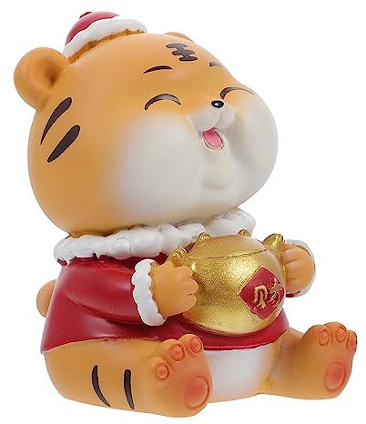 Tiger Figuren Deko Wackelfigur Feng Shui Harz Miniatur Tiere Dekofigur Glücksbringer Auto Armaturenbrett Figur Tortenfiguren Kuchendeko Feengarten Tischdeko für Bonsai Kamin 2022 Silvester Deko