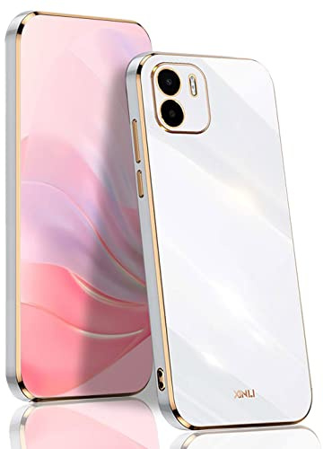 BORYA Hülle für Xiaomi Redmi A1 / Xiaomi Redmi A2, Ultra Dünn Stoßfest Premium TPU Bumper Handyhülle, Weiches Seidig Silikon Schutzhülle Elegant Galvanisiert Phnom Penh Case, Weiß