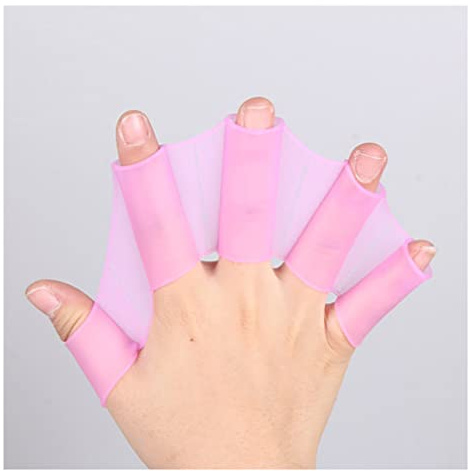 Egurs Schwimmhandschuhe Silikon Hand Schwimmflossen Handschuhe Schwimmtrainingsflossen Mit Palmfinger Schwimmhäuten Handflossen Schwimmzubehör für Frauen Männer für Schwimmtraining Lila 1 Paar S
