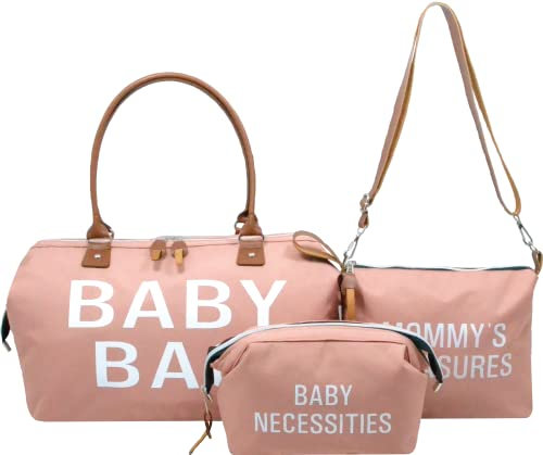 Baby Bag 3 Set Borsa per il cambio,Borsa per neonati,Borse mamma maternità Essentials,Mommy Lavoro e parto, Borsa da viaggio di grande capacità per la cura del bambino (3 Set Powder Pink1)