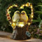 HIAME Gartendeko Figuren Solar Rost Garten Deko für Garten, Gartenfiguren Solar beleuchtete Liebes-Herz-Vogel-Skulptur-Ornamente für Außen, Harzskulptur Tierstatuen Figuren mit Solarlicht (C)