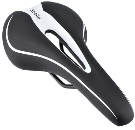 Sbeite Robuster Mountainbike-Sattel, Schwarz-Weiß