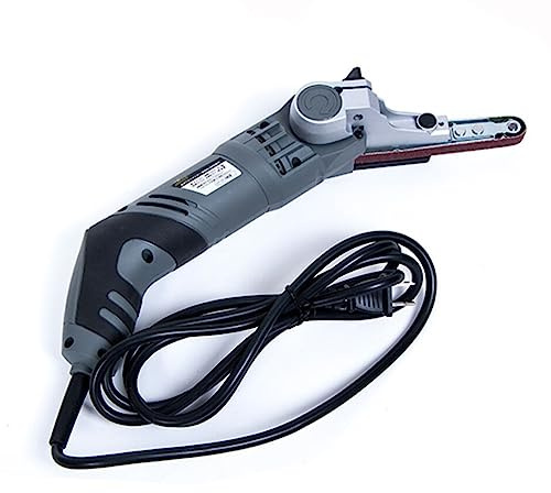 Toplionace 220V 260W Mini Elektro Bandschleifer mit 3 Stück Schleifbändern, Geschwindigkeitsverstellbare Hand Holz Metall Schleifpoliermaschine