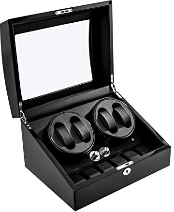 Acesunny 4+6 Automatik Uhrenbeweger Beweger Uhrenbox Watch Winder Box mit LED Licht Uhrenbeweger Uhrendreher 4 Modi für 4+6 Automatikuhren Uhrenbox LED 34x24x21.5cm