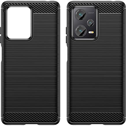 GOKEN Cover per Xiaomi Redmi Note 12 Pro Plus 5G (Pro+), Custodia in Silicone Morbido antiurto - Case con Aspetto in Fibra di Carbonio & Texture Spazzolata - Nero
