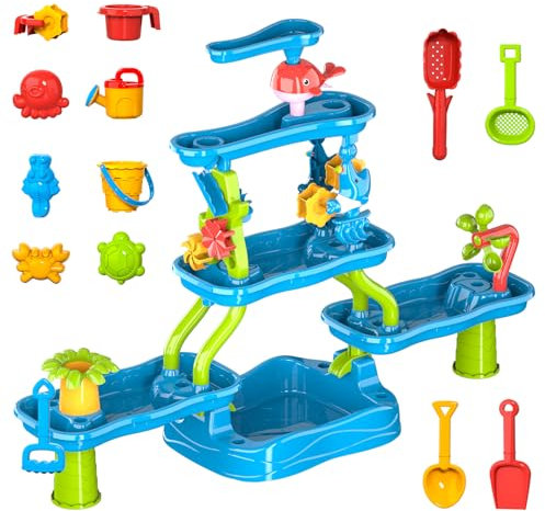 Bennol Kids Water Table for Toddlers Age 3+, 6-in-1 Sand and Water Play Table Outdoor Toys for Boys Girls, Garden Watering Activity Tables for Summer Fun