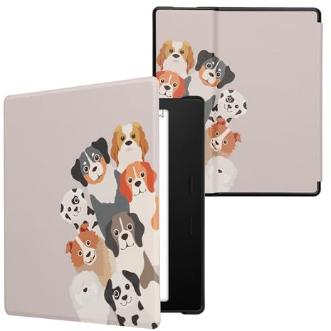 kwmobile Étui Compatible avec Amazon Kindle Oasis 10. Generation Coque - Étui à Rabat magnétique Tablette eReader Similicuir - Marron-Blanc-Taupe