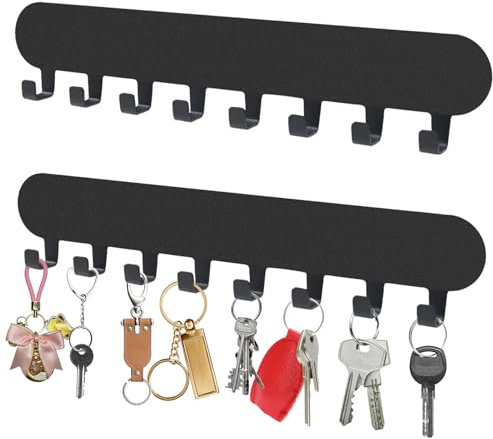 AIVORO 2 Pezzi Portachiavi da Parete, Porta Chiavi da Muro per Casa con 8 Ganci, Gancio Portachiavi Decorativo Multifunzionale, Gancio Autoadesivo, Non è Necessario Forare