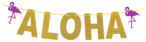 Flamingo Banner mit Glitzerpapier in Gold für Partydeko