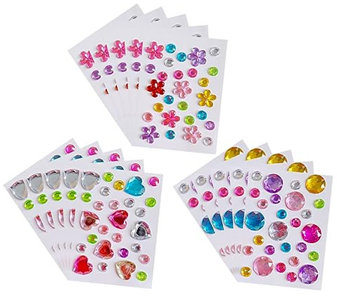 SEWOART 15blätter Edelsteinaufkleber Sticker Glitzer-juwelenaufkleber Mehrzweck-plastikaufkleber Plastiksternaufkleber Tragbare Juwelenaufkleber Edelsteine Zum Basteln Juwelen Zum Basteln