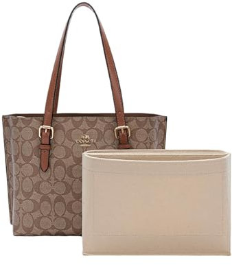LinerLink Taschen-Organizer für Coach Mollie Tote (2er-Set) | Handgefertigter Tascheneinsatz | 2 mm Filztascheneinsatz | Damen-Handtaschenformer (braun, groß: 34 x 28 x 13 cm (L x H x T)
