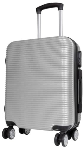 Warenhandel König Hartschalen Koffer Trolley Ilsede Handgepäck Querrillendesign - Farbe Silber - Gr. M