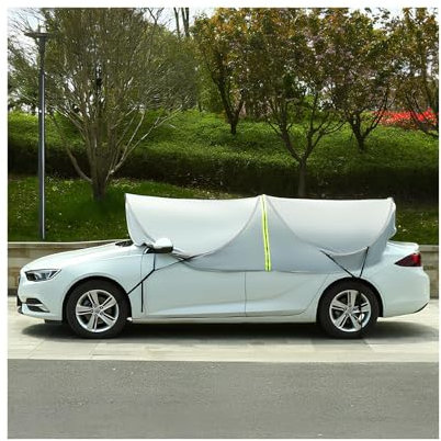 Copri Auto Per Esterno Portatile, Parasole Per Tenda Per Auto Universale Per Ombrellone, Tenda Da Tetto Pieghevole Mantiene Fresco Il Tuo Veicolo, Carport Mobile Copertura Per Tettuccio(Silver,345cm)