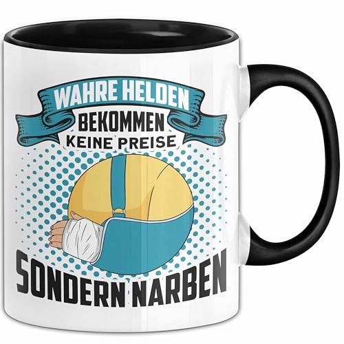 Armbruch Tasse Gute Besserung Gebrochener Arm Geschenk Lustig Verletzt (Schwarz)