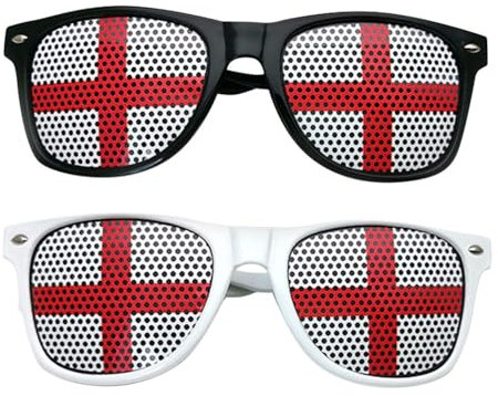 CHSZSH Lot de 2 lunettes de soleil avec autocollants Angleterre, accessoires de football, lunettes et accessoires pour filles, accessoires de football pour garçons, lunettes de soleil pour enfants,