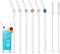Lot de 6 Pailles en Verre Réutilisables, Incurvées Avec Brosses de Nettoyage pour Jus, Pailles en Verre Réutilisables, Avec Fleurs Colorées pour Pailles à Cocktail (6 Fleurs)
