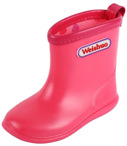 Stivali da Pioggia per Bambini Morbide Scarpe Antipioggia in PVC Resistente Impermeabile Antiscivolo Wellies Wellington per Bambini, Ragazzi e Ragazze, Rosa, Taglia del Produttore 16, 25 EU