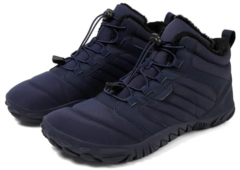 AONETIGER Barefoot Bottes de Neige Hommes Femmes Minimaliste Barefoot Shoes d'hiver Imperméable Chaude Chaussure Pieds Nus Antidérapant Chaussures de Randonnée (98 Bleu,41EU)