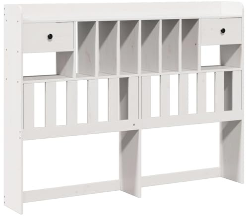 vidaXL Headboard with Storage, Bed Header for Bedroom Guest Room, Bed Headboard for Double Bed, Headboard for Decorative, White 140 cm Solid Wood Pine