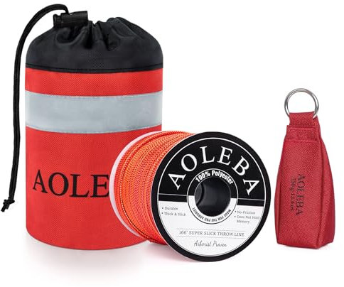 AOLEBA Arborist Throw Line Kit, Slick Arborist Rope Throw Weight Set with Reflective Storage Bag, 100% Polyester Rope, Arborist Equipment for High Limb, Throwing, Climbing, Tree Cutting