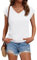 Suncife Womens Summer Casual Loose Fit T Shirt Cap Sleeve V Neck Tshirts Tops (White,XXL)