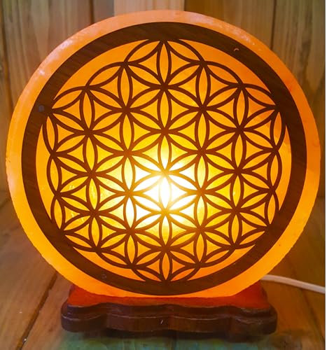 Lampada di Sale Salgemma dell'Himalaya Fiore della VIta Diametro Circa 19-20 cm