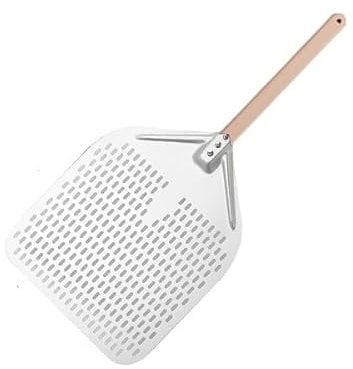 Pala de pizza de aluminio para pizza, herramienta de elevación antideslizante, mango de madera para tartas, pan, pala de pizza