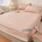 AMDXD Betttuch mit 2er Kissenbezüge 200x220cm Set 3tlg Dünn, Spannbettlaken Gesteppt Einfarbig Khaki Matratzenschutz, Baumwolle Tagesdecke für Boxspringbett & Wasserbett