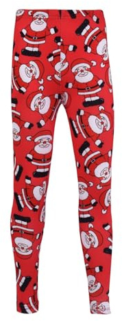 A2Z 4 Kids Girls Christmas Santa Print Festive Leggings - Xmas-Legging Santa Red 9-10