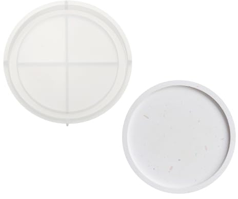 PATIKIL 6.3 Round Tray Resin Mould with Edge, Plate Silicone Moulds for Epoxy Resin Jewelry Storage Containers Blank Casting Mould for DIY Craft Home Decorations Making Tool, White