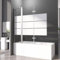 Duschwand für Badewanne 140x140 cm 2-teilig Faltbar Gestreift Badewannenfaltwand mit Stabilisator und Festteil 6mm ESG Glas Nano Beschichtung Duschtrennwand
