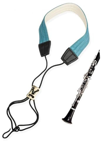 Klarinettenzubehör Bb-Klarinette Für Erwachsene Tragegurt Umhängeband Schultergurt Für Bb-Klarinette Metallhaken(Blue)