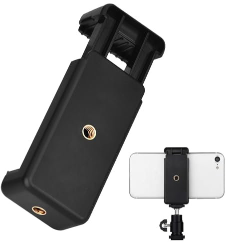 Loovisse Support Telephone Trepied, Adaptateur Trépied Smartphone, Monopied Universel Adaptateur Portable Extensible pour Monopode et Selfie Stick, Pince réglable, Noir(Maximum 9,5 cm)