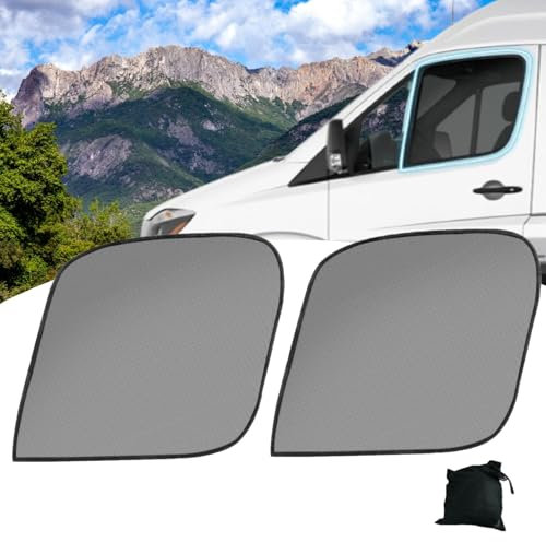 Mosquitera para Ventanas Laterales para Sprinter Techo Alto 2007-2024, 1 par Magnética Mosquitera para Puerta Delantera Coche Protección contra Mosquitos Transpirable Mosquitera para Furgoneta
