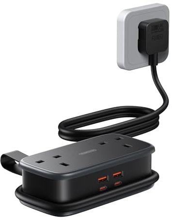 NTONPOWER 65W Travel Extension Lead, Travel Essential Camping Essentials Cruise Essentials with 2 Way Outlets 4 USB(2 Type C) for Cruise Travel Essential Hotel
