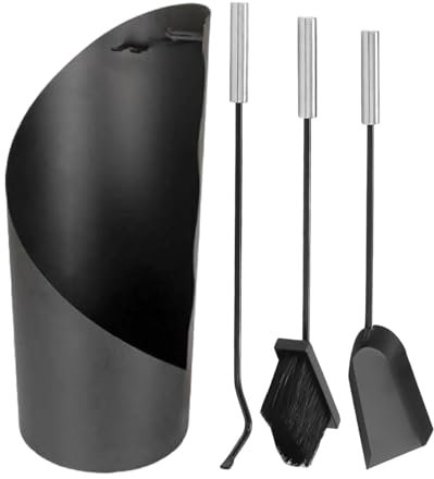 HSIRYAOHD Ensemble d'outils de cheminée d'intérieur – 4 outils modernes pour cheminée de cuisine, accessoires de cheminée, couverts de four classiques pour femmes et hommes