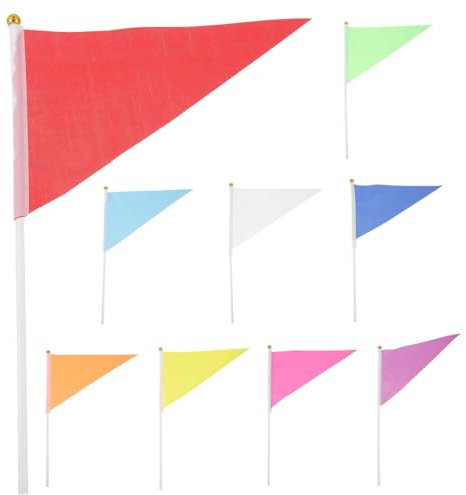 COOPHYA 9 Stück Dreieckige Rote Flaggen Für Den Kindergarten, Handflaggen Für Kinderspiele (9 Farben Gemischt), Flaggen In Leuchtenden Farben, Tragbare Kleine Flaggen, Kleine Handflaggen,