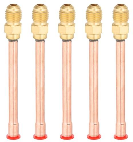 QUARKZMAN 1/4 SAE 45 Grad Messing Rohrverschraubung, 5 Stück Flare-Verbinder mit männlichem Gewindeadapter und Kupferrohr für Klimaanlage HVAC Kälteanlage