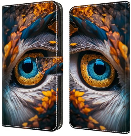 GLANDOTU Étui de protection à rabat pour Xiaomi 15, en cuir synthétique, magnétique, résistant aux chocs, avec compartiment pour cartes, pliable, compatible avec Xiaomi 15, yeux bleus