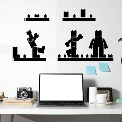 SUPERDANT Building Blocks Wall Stickers Block Wall Decal Black Sticker for Walls Vinyl Art for Bedroom Livingroom TV Background Playroom Children's Room Nursery Decorations