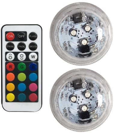 Kleines LED-Licht, tauchfähig, mit Fernbedienung, wasserdicht, batteriebetrieben, bunte Beleuchtung | Beleuchtung für Aquarien, Aquarium, Strahlung, Licht