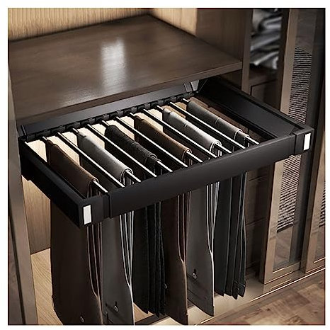 Ausziehbarer Hosenhalter für Kleiderschrank, Ausziehbarer Hosenhalter für Kleiderschrank Jeans-Hänger, Platzsparender Organizer aus Aluminiumlegierung(60-85cm
